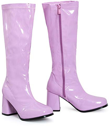 shelikes Womens Ladies Go Go Fancy Dress Party 1960 1970 Retro Patent Shiny Platform Boots Size[Pink Patent 7 UK]