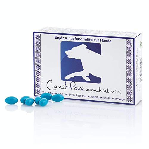 CaniMove bronchial mini (30 Kapseln) für kleine Hunde zur Unterstützung der Atemfunktion, mit Isländischem Moos, Thymian, Efeu, Schwarzkümmel- und Süßorangenöl