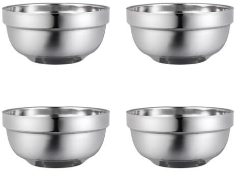 Cabilock Doppelschicht Edelstahl Schüssel 14 Cm Isolierte Anti-Heiß Kindersuppenschüssel Bruchsicher Familiengeschirr Für Camping Und Zuhause