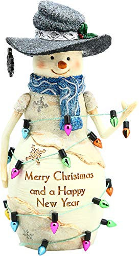 Pavilion Gift Company Pavilion-Merry Christmas and A Happy New Year-6 Inch Collectible BirchHearts Snowman Figurine, 6, White