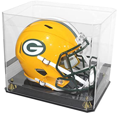 Pro Collector's Football Helmet Display Case Stand aslo fits Full Size Baseball, Ice Hockey, Motorcycle Helmets, One-Piece-Cover for Better Seal, Showcase with 98% UV Protection