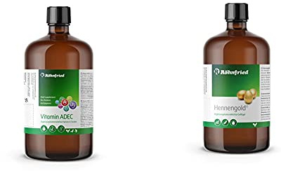 Röhnfried Vitamin ADEC - Zur zusätzlichen Vitaminversorgung für alle Tiere (1000 ml) & Calcium für Hühner, Trinkwasserzusatz gegen Brucheier & zur Mauserhilfe, Aufzuchtfutter