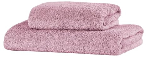 Set di 2 Asciugamani Bagno Viso e Ospite, in Spugna di Cotone 450 gr/mq, 110 x 60 cm + 60 x 40 cm, Morbido al Tatto, Made in Italy, Tinta Unita Cipria