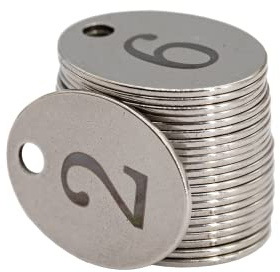 Ovale Edelstahl-Nummernschilder mit Schlüsselringen (1-10)