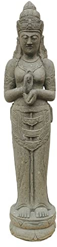 STONE art & more Dewi Chakra Figur stehend groß 150cm Steinfigur Deko Garten Steinmetzarbeit Lava Stein frostfest