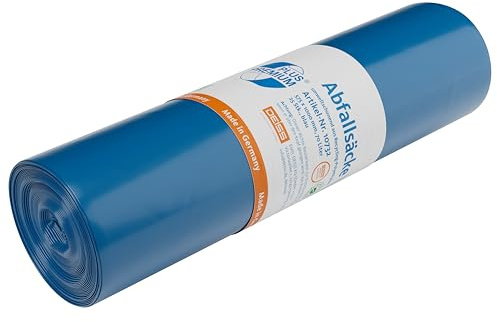 DEISS PREMIUM PLUS Müllsäcke 70 L blau, reißfest, blaue Säcke, Made in Germany - ideal für leichte Abfälle im Haushalt, Büro & Küche