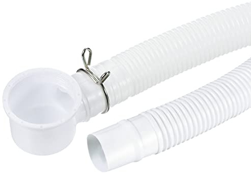 sourcing map Tuyau de vidange extensible pour baignoire - 130 cm - Pour salle de bain - Blanc