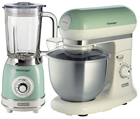 Ariete Retro Style Jug Blender and Stand Mixer Set, Green