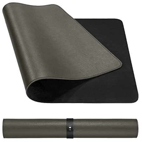 QUVIO Schreibtischunterlage - Büro-Organizer - Schreibtischzubehör - PU-Leder - 90 x 40 cm (LxB) - Grau