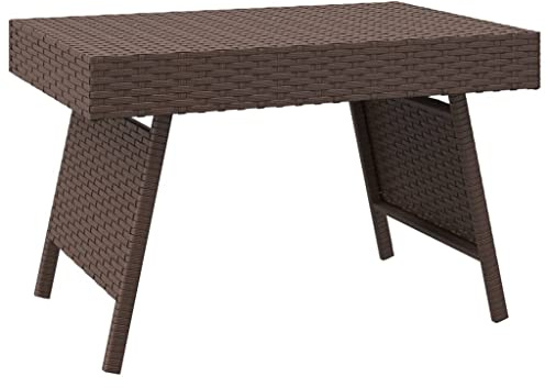 vidaXL Beistelltisch Klappbar, Tisch für den Außenbereich Innenbereich, Beistelltisch für Garten Terrasse, Couchtisch Gartentisch, Braun Poly Rattan