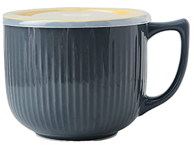 Ciotola for cereali, scodella for zuppa, scodella for il tè, ciotola for noodle istantanei da 32 once con manici, ciotola for zuppa in ceramica con coperchio, ciotola for la colazione in porcellana, c