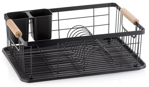 kela Scolapiatti RICA, metallo Griglia scolapiatti per 11 piatti, 5 bicchieri, 2 portaposate in plastica, nero