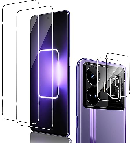 Holilo Para Realme GT3 [2+2 Piezas] Protector de Pantalla Cristal Templado + Protector cámara, 9H Dureza HD Vidrio Templado Anti-Arañazos Sin Burbujas Glass Screen Protector