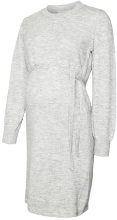 MAMALICIOUS Damen Mlnewanne L/S Abk Knit Dress A. Noos, Light Grey Melange, M