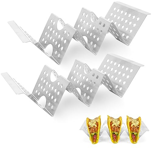 Taco Holder Stand,2 Pieces Stainless Steel Taco Tray,Taco Rack Holders,Mexican Food Rack Taco Rack,Wave Taco Rack,Taco Stand Taco Tray Holds Up to 3 Tacos,Taco Rack Stands for Dishwasher and Oven