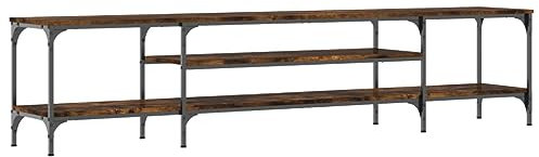 vidaXL Mobile TV Rovere Fumo 201x35x45 cm in Legno Multistrato e Ferro