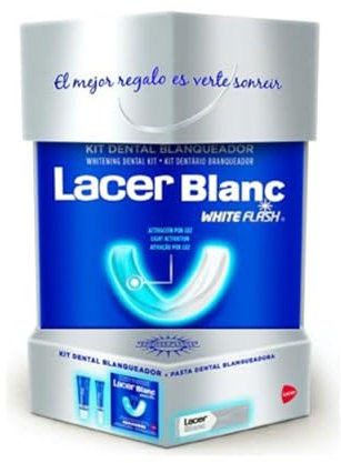 LACERBLANC - Kit Gel Dental Blanqueador y Pasta Dental Blanqueadora Sabor Menta, Máxima Eficacia, Fácil Uso y Efecto Inmediato, Previene y Elimina las Manchas Dentales y el Sarro, Protección de Encías