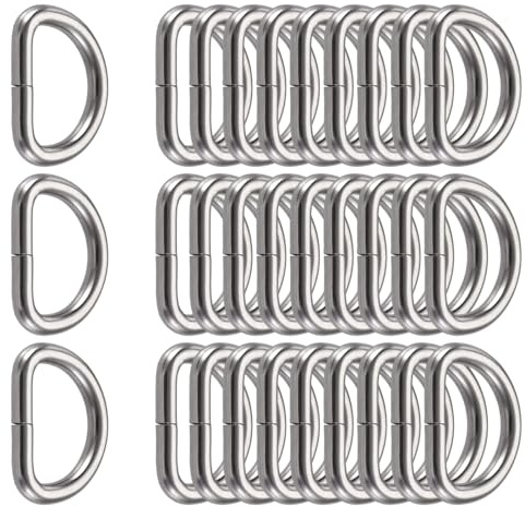 Butyeak Metall-D-Ring, Halbringe D, Halbrunder D-Ring, 30 Stück 25MM D-Ring aus Edelstahl, Für Halsbänder, Karabiner, Riemen, Rucksäcke und Heimwerkerzubehör