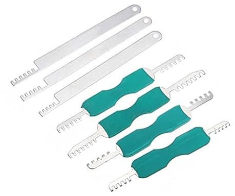 Set di 7 grimaldelli a pettine, in acciaio inox, strumento professionale per serratura, strumenti professionali per fabbro