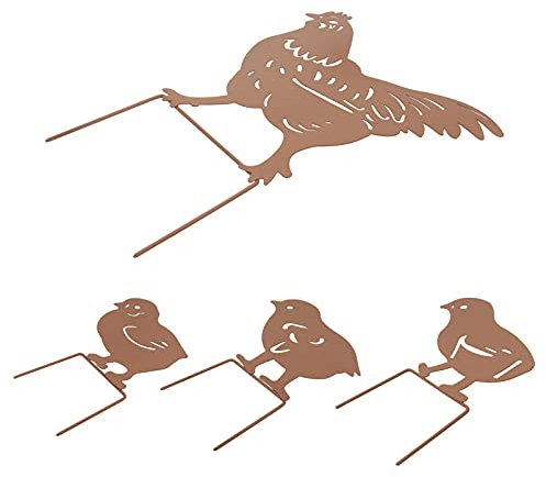 Sosoport 4 Stücke Eisen Handwerk Garten Huhn Decor Rustikalen Vintage Outdoor Ornament Set Einfach Einsetzen in Den Boden
