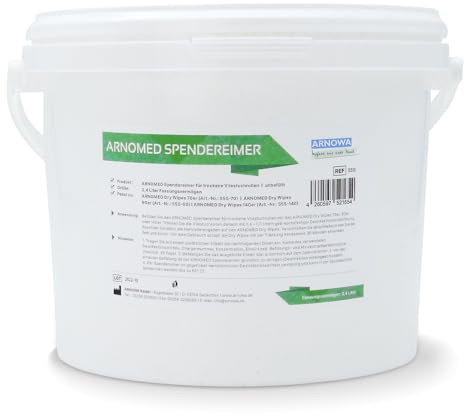 2x ARNOMED® Desinfektionstücher Eimer für trockene Vliestücher [3,4L] | Desinfektionstücher Eimer mit Deckel, Spenderdose für Vliestücher, Spenderbox Vlies, Spendersystem Flächendesinfektionstücher