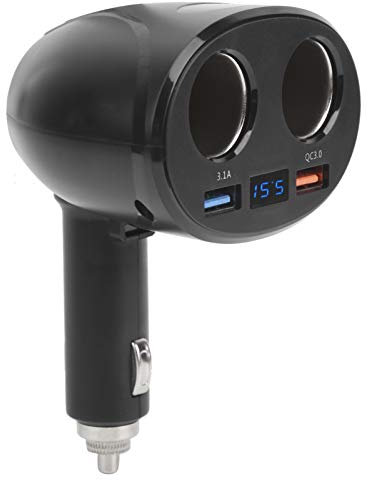 Caricatore per Auto, Doppio Splitter per Porta USB con Presa Accendisigari per Telefono Cellulare GPS, Camion SUV, Nero