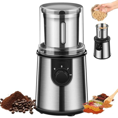 Molinillo Ultrafino doméstico pequeño, Molinillo de café eléctrico de 300 W con Cuchillas de Acero Inoxidable 304, Molinillo de Especias portátil de 18000 r/min, Capacidad de 80 g, para Oficina