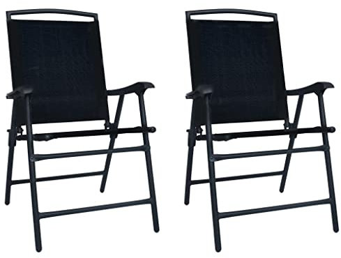 IBUQDDV Poltrona Da Esterno Sedia Cucina Moderna Sedia Poltroncina Tavolo E Sedie Da Esterno Sedie da Giardino Pieghevoli 2 pz in Textilene Nere per Balcone Giardino Cortile Parchi