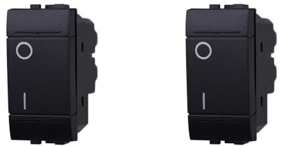 IXTRIMA Interruptor bipolar 0-1 16 A color negro compatible con Bticino Living International/Light 2 unidades