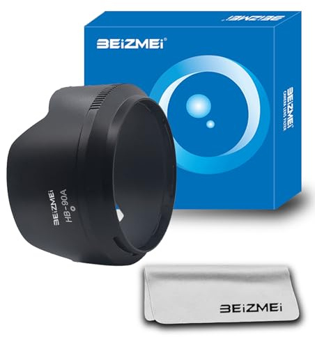 Parasole HB-90A per obiettivi fotografici (diametro filetto 62mm), compatibile con obiettivi Nik/Z DX 50-250 mm f/4.5-6.3 VR + panno per la pulizia delle lenti (HB-90A).