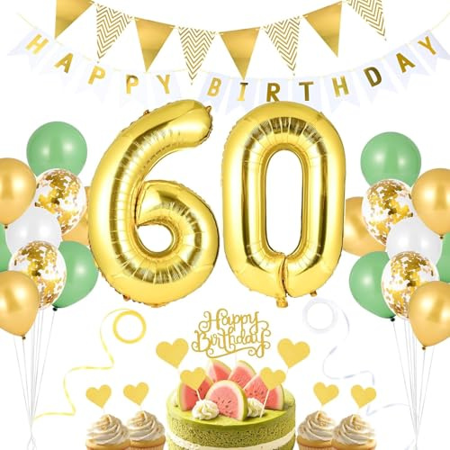 Deko Geburtstag Mädchen, Geburtstagsdeko Jungen und Mädchen, Luftballon Set Rosegold, Rosegold zahlen luftballon, Helium Folienballon Konfetti Luftballon fürMädchen Geburtstag Party (Gold,60)