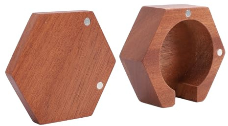 BAFOVY Porta del Filtro del caffè in Legno Rotondo, Scatola di Stoccaggio in Legno Massiccio Lucido per Filtri di Carta da (con coperchio di aspirazione magnetica)