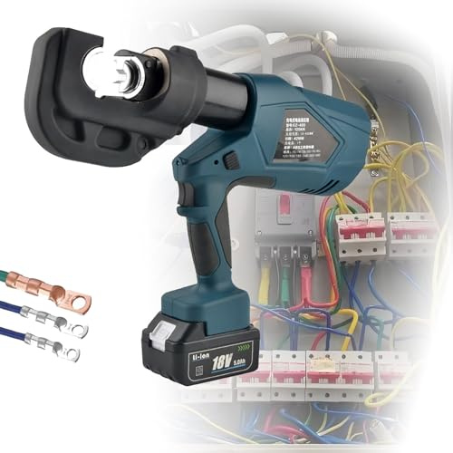 Pinza Crimpatrice Idraulica Ricaricabile 10-400/10-300 mm² EZ-400/EZ-300 per Rame Elettrico, Due Batterie al Litio da 18 V, Pinza Crimpatrice per Capicorda Idraulici Elettrici Industriali EZ-400
