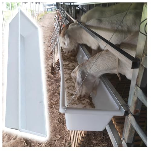 Futtertrog für Nutztiere, Kunststoff, für Rinder, Ziegen, Outdoor, weiß, große Kapazität, Futterstation für Familien/Bauernhöfe/Höfe/Schafscheunen, leicht zu reinigende Heu-Futterbox