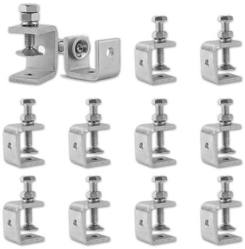 C Borne, 12 Pièces De Serrage, Pinces à Vis en Acier Inoxydable, Plage de Serrage 0-25 mm, pour Serre joints, Pinces et Tendeurs, Argent