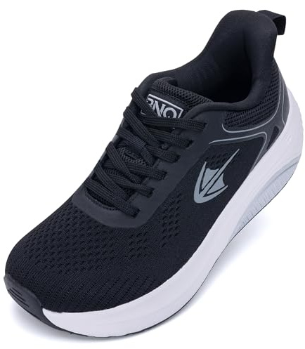 AOV Womens Wide Toe Box Shoes Arch Support Walking Sneakers for Plantar Fasciitis Lightweight Orthotic Tennis Shoes for Outwork Gym BlackGrey Size 8