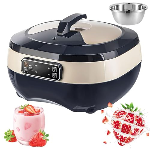 Yogurtiera Automatica, Fermentatore Intelligente da 8 Litri con Rivestimento in Acciaio Inossidabile e Schermo LCD, Controllo della Temperatura e del Tempo Regolabili per Yogurt Greco/Pane/Natto blue