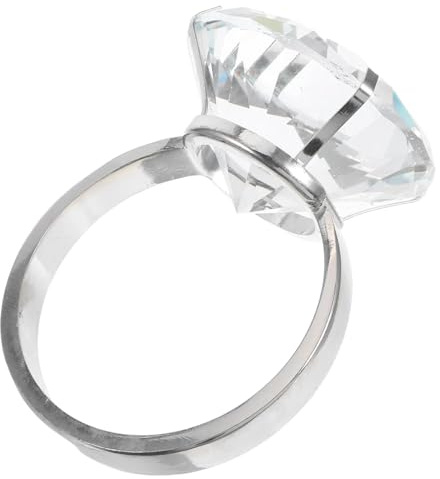 QianShi Stor falsk diamantring bröllop foto bås rekvisita 60 mm kvinnor brud stor ring legering glas pappersvikt förslag förlovning dekor årsdag dekorationer