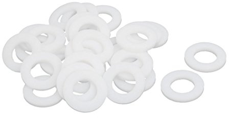 sourcing map 30Stk PTFE Flache Unterlegscheiben Dichtung 18x10x2mm Weiß | 18mm AD 10mm ID 2mm Dicke Weiß