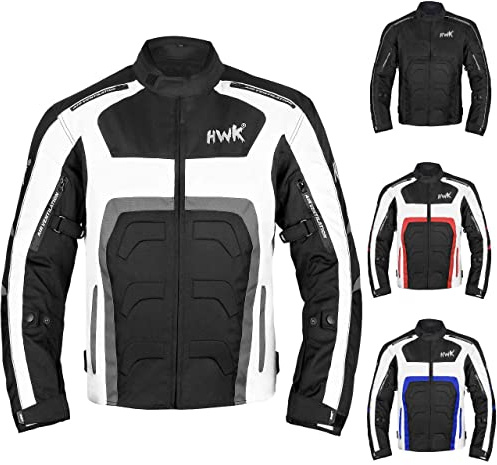 HWK Spyder Motorcycle Jacket for Men with Weather Resistant Cordura Textile Fabric for Enduro Motocross Motorbike Riding and Impact Protection Armor, Dual Sport Motorcycle Riding Jacket MEDIUM/GREY