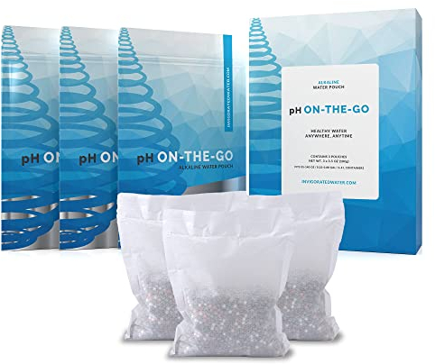 Invigorated Water PH On-The-Go Alkaline Wasserfilter 100 g – Wasserfiltersystem, Wasserfilter für Kanne, 3 Stück, Filter für Flaschen, Alkalinfilter