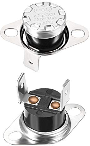 sourcing map Interrupteur contrôle température KSD301 Thermostat 130°C 10A Angle Droit N.C 2Pcs