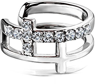 Bungsa Ear Cuff Kreuz-Ohrklemme für Damen aus 316L Edelstahl