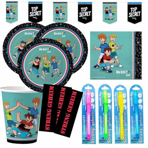 Firlefantastisch Der Partyshop Partyset DREI ??? Kids mit 8 Geheimstiften // Kindergeburtstag DREI Fragezeichen Partyzubehör