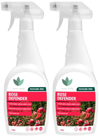 Enviro Works - Rose Protection Defender - 2 x 750ml Ready to Use - Control bugs, powdery mildew and provide roses with nutrition - Pesticide Free - Child and Pet Safe