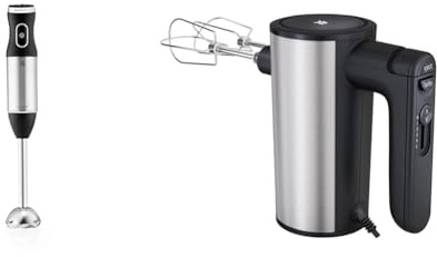 WMF Kult X Edition Stabmixer, 600 W, Pürierstab mit variabler Geschwindigkeitseinstellung & Kult X Edition Handrührer, Quirl mit 5 Geschwindigkeitsstufen, Turbofunktion, Handmixer 400 W, schwarz