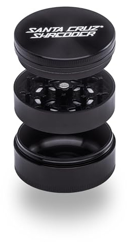 Santa Cruz Shredder Metal Herb Grinder Knurled Top for Stronger Grip 3-Piece Large 2.7 (Black)