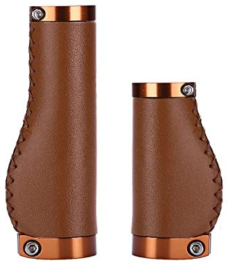 Fahrradgriffe, PVC-Mikrofaser, Leder, ergonomisch, handgenäht, lässig, Retro-Griffe, rutschfest, doppelt verriegelbar, Lenkerhebel für MTB, Rennrad (Dunkelbraun-90/135 mm-C)