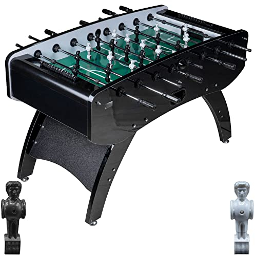 RAMROXX Fußball Tischkicker Schwarz Metallic grünes Feld Figuren Schwarz Weiss 80kg