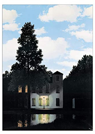 Vestin Stampa in Poster o Tela Canvas 100% QUALITà ITALIA - Magritte - Lempire des lumieres - effetto Dipinto Idea Regalo Casa quadro cucina stanza da letto soggiorno (TELA CANVAS, 40X55 CM)